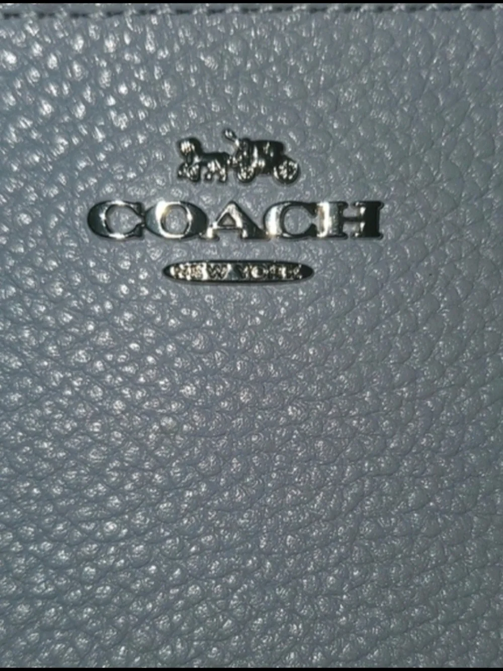 Coach Pebble Leather Zip Wristlet in Light Blue